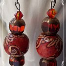 FREE SHIPPING USA/CAN  Artisan hand-made red earrings with Swarovski Crystals