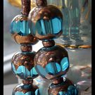 FREE SHIPPING USA/CAN  Artisan hand-made blue and copper earrings