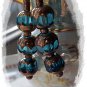 FREE SHIPPING USA/CAN Artisan hand-made blue and copper earrings