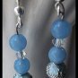 FREE SHIPPING USA/CAN Artisan hand-made blue bead earrings with Swarovski Crystals