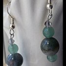 FREE SHIPPING USA/CAN  Artisan hand-made green bead earrings with Swarovski Crystal
