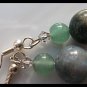 FREE SHIPPING USA/CAN Artisan hand-made green bead earrings with Swarovski Crystal