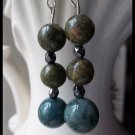 FREE SHIPPING USA/CAN  Artisan hand-made green beaded earrings