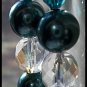 Artisan hand-made teal dangle earrings with Swarovski Crystals