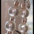 Artisan hand-made dangle earrings with faux pearls