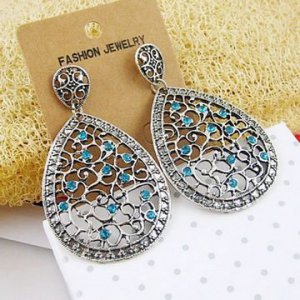 Vintage Ethnic Hollowed Blue Beads MAYA Earrings : E1008