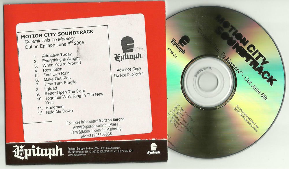 Motion City Soundtrack Commit This To Memory FULL PROMO CD 2005
