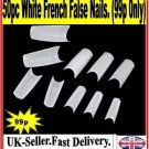 50PCS  WHITE FRENCH FALSE NAILS  ACRYLIC NAILART MAKEUP