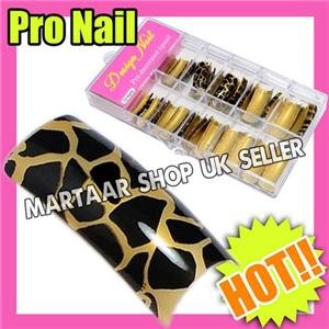 70 Pre designed leopard French Nail Tips false nails beauty FREE BOX AND GLUE