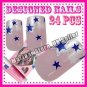 24PCS PRE DESIGNED HAND BEAUTY ACRYLIC Nail Art Glitter Star False Nails +Glue.