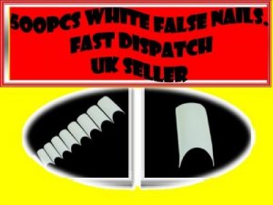 500 WHITE PROFESSIONAL FRENCH FALSE  NAILS ACRYLIC NAIL ART GEL PRO + FREE GLUE