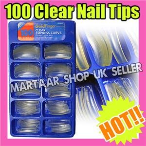 100 CLEAR Pro Salon Hand  False Fake French Nails  Art Tips Make Up UK FREE GLUE