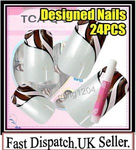 Celebrities Pre Designed hand beauty acrylic fake False Nails Art with Free Glue