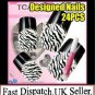 TIGER  PRE DESIGNED HAND BEAUTY ACRYLIC Nail Art false nails Tips  free Glue.