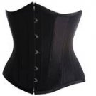 Sexy black burlesque overbust lace satin corset with G-string Free P & P
