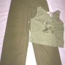 JUNIORS 9 OLIVE GREEN WIDE LEG PANTS & BONUS SHIRT EUC