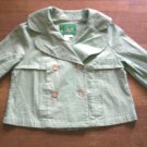 WOMENS MEDIUM GREEN & WHITE SEERSUCKER CROP JACKET EUC
