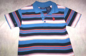 BOYS 3T US POLO ASSOCIATION STRIPED SHIRT BLUE & WHITE