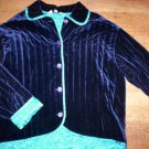 WOMENS PETITE MEDIUM NAVY BLUE VELVET JACKET w/TURQUIOSE ACCENTS GORGEOUS & EUC