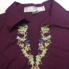 WOMENS SZ L BURGUNDY TUNIC BY CHADWICKS w/EMBROIDERY