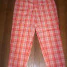 WOMENS 12 STRETCH PLAID CAPRIS ORANGE & WHITE SIDE ZIP