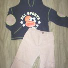 BOYS 24 MONTHS FALL OUTFIT w/HOODIE TOP & TAN PANTS EUC
