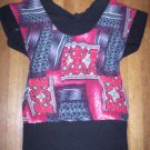 WOMENS DRESS BARN KNIT TOP w/KEYHOLE BACK RED & BLACK