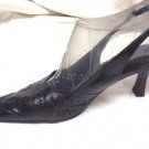WOMENS 9.5 BLACK LEATHER SLINGBACKS BY NINE WEST IN EUC