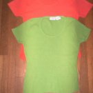 WOMENS LOT OF 3 SHORT SLEEVED RIBBED SWEATERS MED & LRG