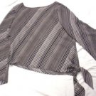 WOMENS SZ 10 BLACK & WHITE KIMONO SLEEVE TOP UNIQUE EUC