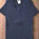 WOMENS XL BLACK RIBBED SHORT SLEEVE SWEATER & BONUS TOP