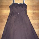 WOMENS 12P BROWN SUNDRESS w/WHITE PIPING WORN 1X IN EUC