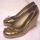 WOMENS 10 COACH IRELAND BRONZE WEDGE HEELS CUTE IN EUC
