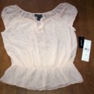 WOMENS 10 JOSEPHINE CHAUS BLUSH SILK PEASANT BLOUSE NWT
