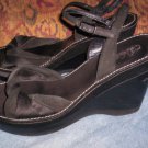 WOMENS 10 COLE HAAN NIKE AIR WEDGE SANDAL BLK SUEDE EUC