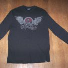 MENS SIZE SMALL VANS THERMAL SHIRT WITH LONG SLEEVES & SKULL GRAPHIC EUC