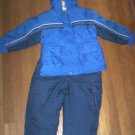 Boys 4 Winter Coat & matching snow pants, bib-style blue with cargo pockets EUC