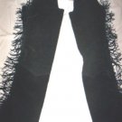 WOMENS LARGE CHAPS BLACK SUEDE SILVER ACCENTS & FRINGE