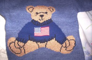 BOYS 4T SWEATER WITH TEDDY BEAR & AMERICAN FLAG, SO CUTE AND NWOT