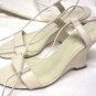 WOMENS  9.5 IVORY LEATHER ANKLE TIE STRAPPY SANDALS WINTER WHITE EUC