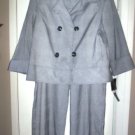 WOMENS 16 SUIT NAVY BLUE & WHITE PLAID PANT SUIT by LARRY LEVINE NWT