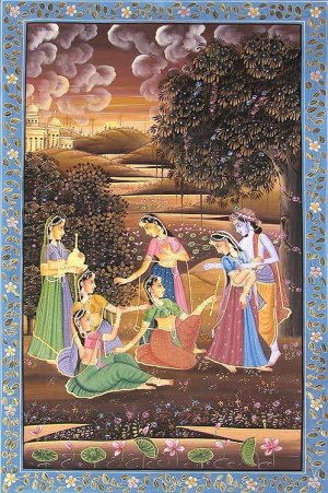 Painting - Radha Krishna and Other Gopinis