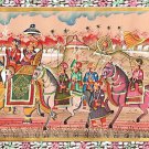 Royal Hunting Procession - Miniature Painting on Cotton Cloth