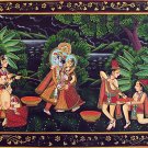 Krishna Enjoying Holi with Radha - Miniature Painting on Cotton Cloth