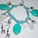 Two Tone Turquoise Charm Bracelet Set