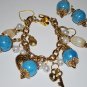 Ceramic Sapphire Charms Bracelet and Earring