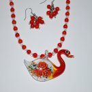 Lampwork Swan necklace Set