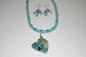 Blue Heart  Necklace Set