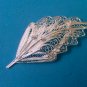 vintage leaves of the tree broach pins - silver-red coated wings- silvermetal-rhinestones 2pcs