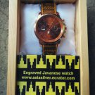 Engraved genuine leather Javanese watch